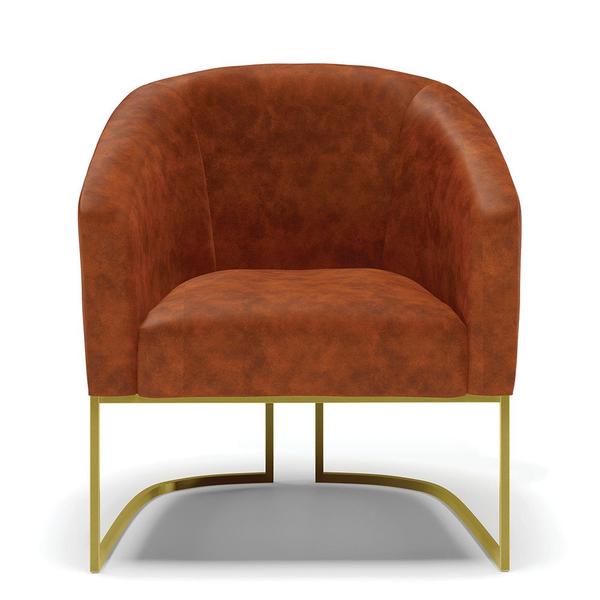 Imagem de Kit 02 Poltronas Stella Corano Base Metálica Industrial Dourado - D'Rossi