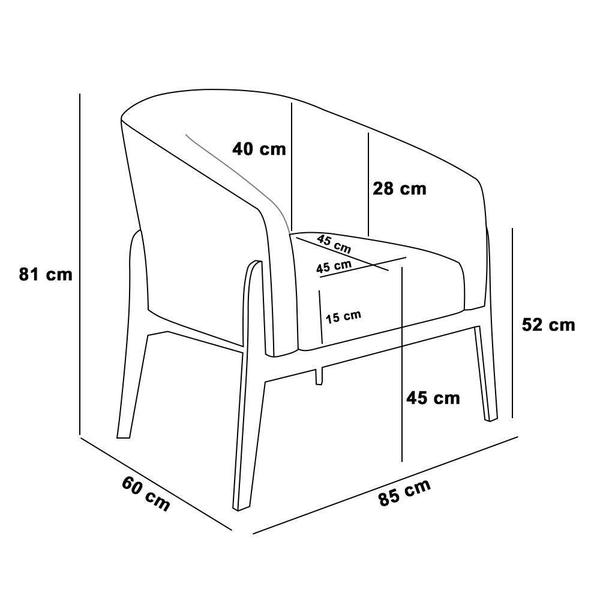 Imagem de Kit 02 Poltronas Stella Linho Base Madeira Castanho - D'rossi Cor A19 Bege