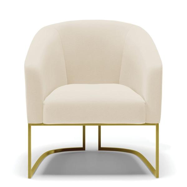 Imagem de Kit 02 Poltronas Stella Linho Base Metálica Industrial Dourado - D'Rossi