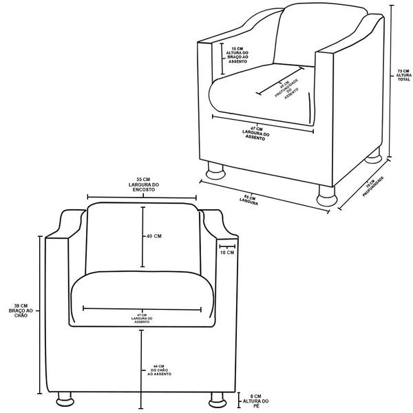 Imagem de Kit 02 Poltronas Tilla Recepção Consultório Suede Balaqui