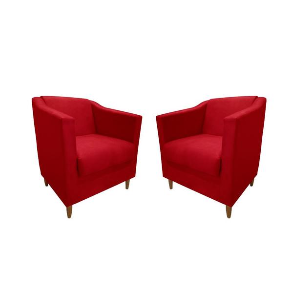 Imagem de Kit 02 Poltronas Titânio Suede Vermelho