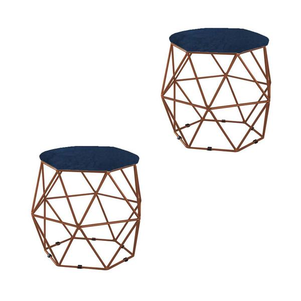 Imagem de Kit 02 Puff Aramado Bronze Suede Escolha sua cor - W&ampD Decor