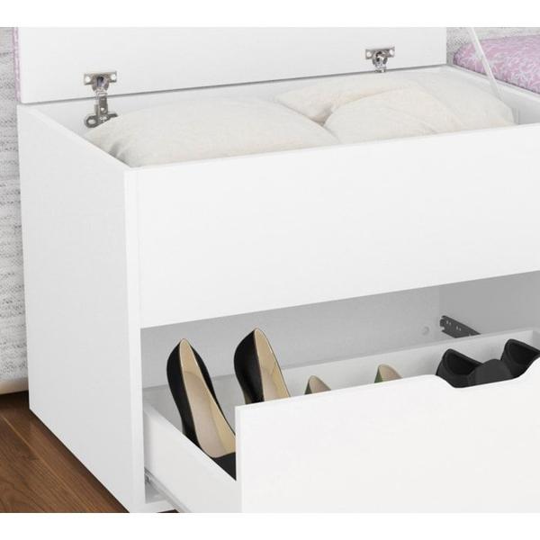 Imagem de Kit 02 Puff Bau Organizador Multiuso PU2051 Branco Tec381 Tecno Mobili