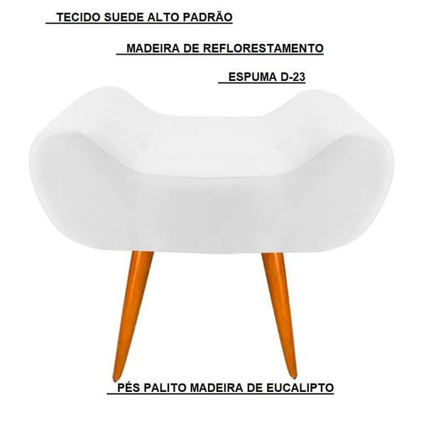 Imagem de Kit 02 Puff Decorativo Leticia Branco Pés Palito para Quarto