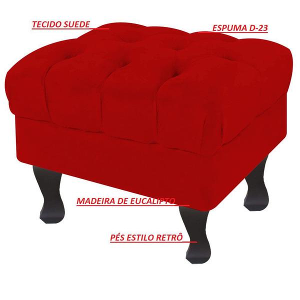 Imagem de Kit 02 Puff Decorativo Retro Luiz XV Baú Vermelho 50 sala