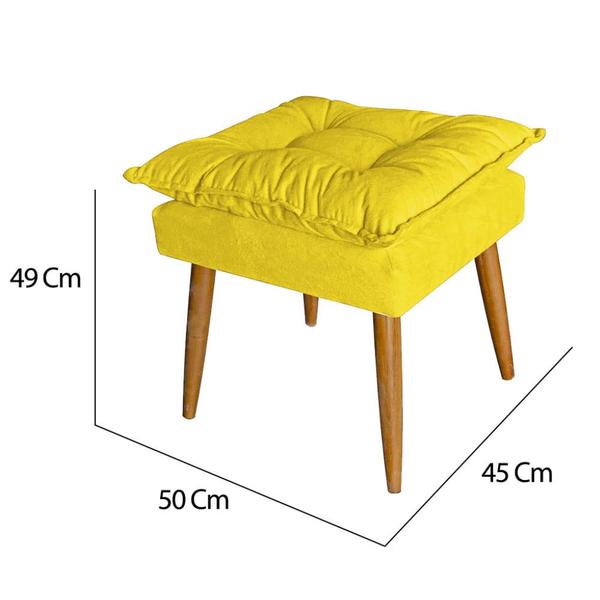 Imagem de Kit 02 Puff Puf Banqueta Opala Para Quarto Sala Recepção Suede Amarelo - Ninho Decor