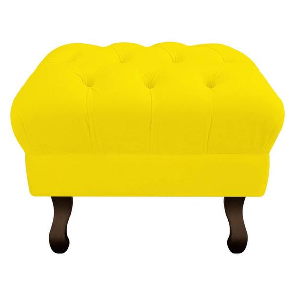 Imagem de Kit 02 Puff Retrô Capitonê Decorativo  Pé em Madeira Sala de Estar Recepção Escritório Suede Amarelo - KDAcanto Móveis