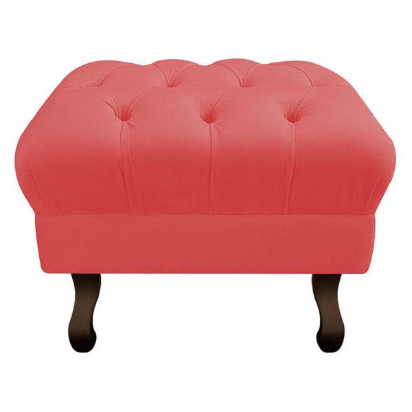 Imagem de Kit 02 Puff Retrô Capitonê Decorativo  Pé em Madeira Sala de Estar Recepção Escritório Suede Vermelho - Damaffê Móveis