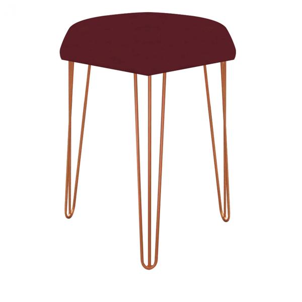 Imagem de Kit 02 Puffs Banqueta Alta Bita Industrial Sala Penteadeira Pé de Ferro Bronze Suede Vermelho - Ahazzo Móveis