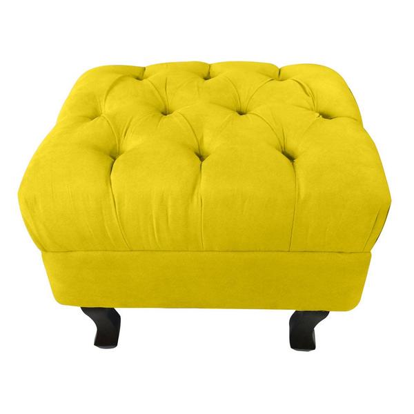 Imagem de Kit 02 Puffs Decorativo Em Captonê Retrô Luis Xv Suede Amarelo- LM DECOR