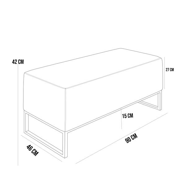 Imagem de Kit 02 Puffs Decorativo Para Sala de Estar Cléo W01 Base de Ferro 90 cm Linho Cinza - Lyam Decor