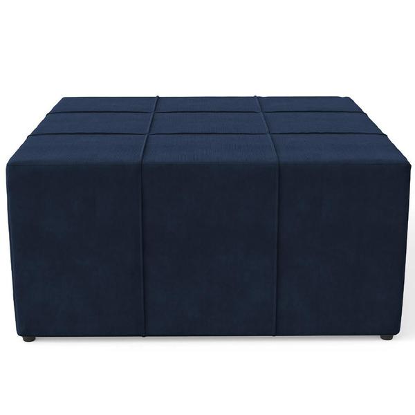 Imagem de Kit 02 Puffs Decorativo Para Sala de Estar Quadrado Milano 90x90 W01 Suede Azul Marinho - Lyam Decor