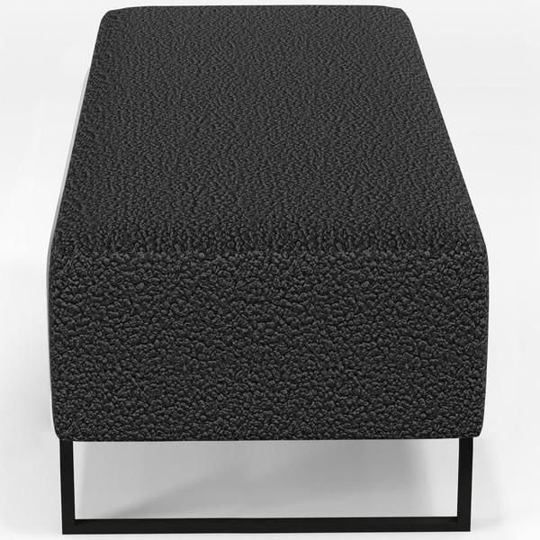 Imagem de Kit 02 Puffs Decorativo Sala de Estar Bali W01 Base Ferro 120x50 cm Bouclê Preto - Lyam Decor