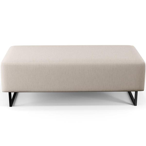 Imagem de Kit 02 Puffs Decorativo Sala de Estar Bali W01 Base Ferro 120x50 cm Linho Cru - Lyam Decor