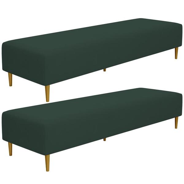 Imagem de Kit 02 Puffs Decorativo Sala de Estar Bali W01 Pés Palito 190x60cm Suede Verde Musgo - Lyam Decor