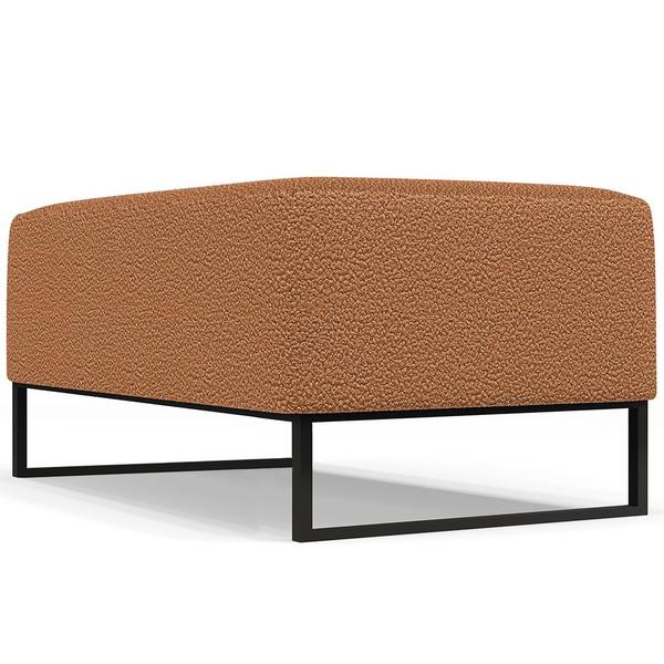 Imagem de Kit 02 Puffs Decorativo Sala De Estar Cléo 90cm Base De Ferro Preto W01 Bouclê Terracota - Lyam Decor