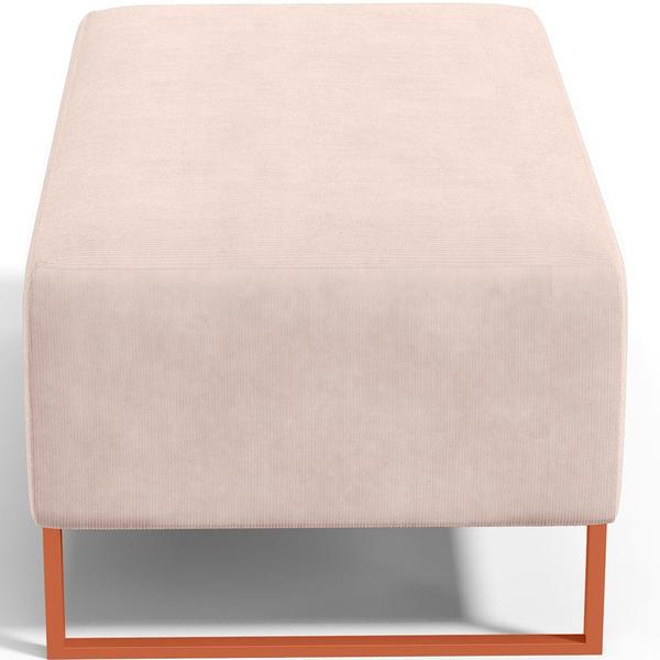 Imagem de Kit 02 Puffs Decorativo Sala De Estar Cléo 90cm W01 Base Ferro Cobre Suede Bege - Lyam Decor