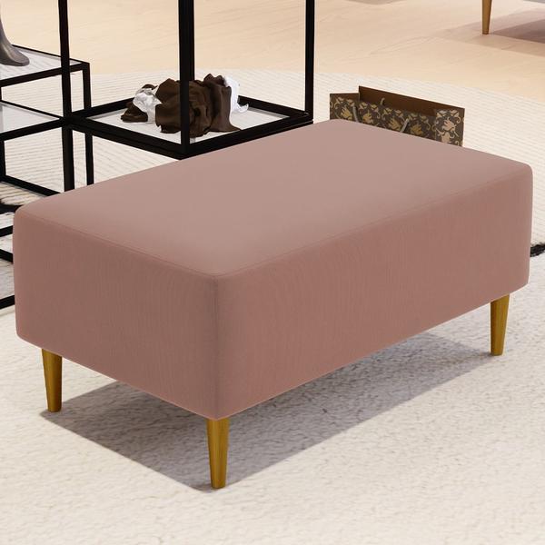 Imagem de Kit 02 Puffs Decorativo Sala de Estar Cléo Pés Palito 90 cm Suede Rosê - Lyam Decor