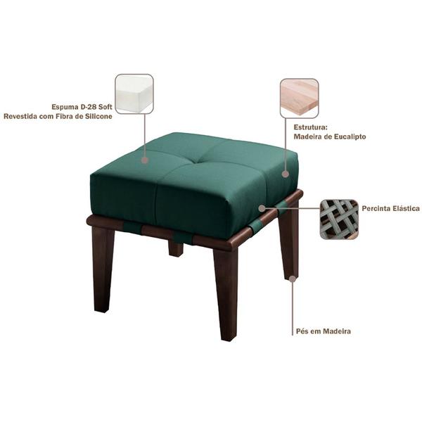 Imagem de Kit 02 Puffs Decorativos 45cm Martínez Veludo Pés Madeira Verde/Imbúia G62 - Gran Belo