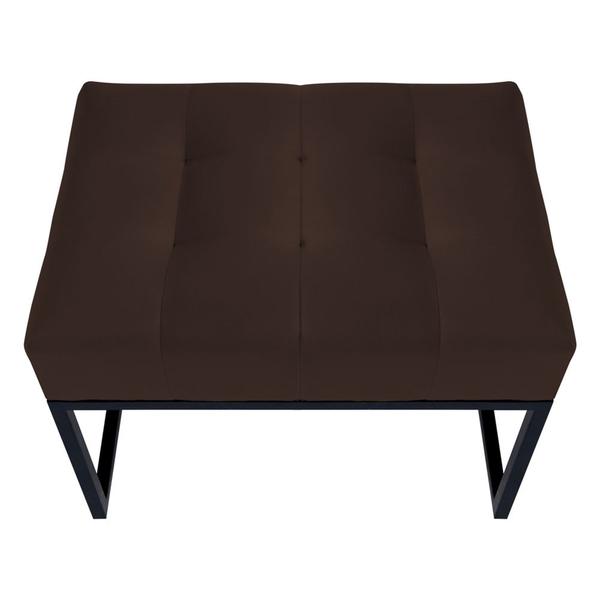 Imagem de Kit 02 Puffs Decorativos Agnes 60x44cm com Base de Ferro Sintético Marrom - Desk Design