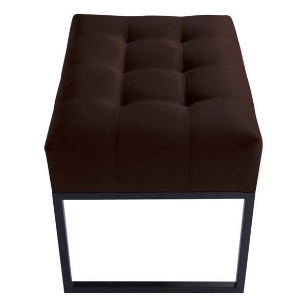 Imagem de Kit 02 Puffs Decorativos Agnes 60x44cm com Base de Ferro Sintético Marrom - Desk Design