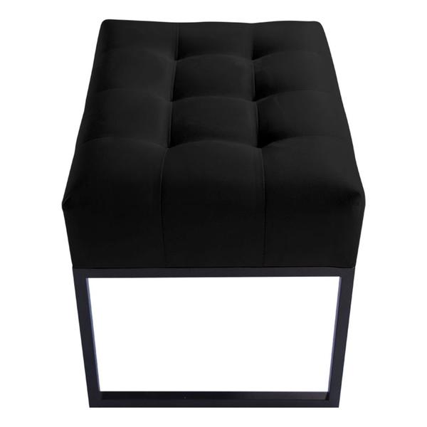 Imagem de Kit 02 Puffs Decorativos Agnes 60x44cm com Base de Ferro Suede Preto - Desk Design