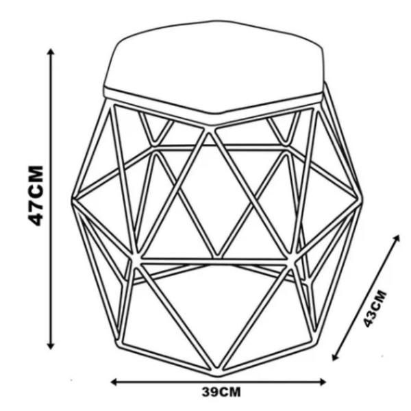 Imagem de Kit 02 Puffs Decorativos Aramados Hexagonais Zahav Estofados