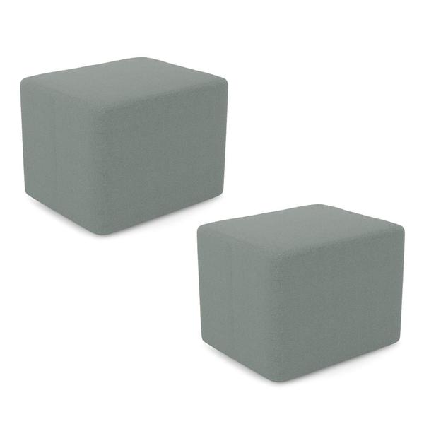 Imagem de Kit 02 Puffs Decorativos Living Yumi Retangular 60cm Bouclê Verde Menta - Desk Design