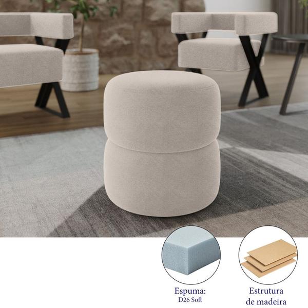 Imagem de Kit 02 Puffs Decorativos Orgânico Living Yaris Bouclê Bege - Desk Design