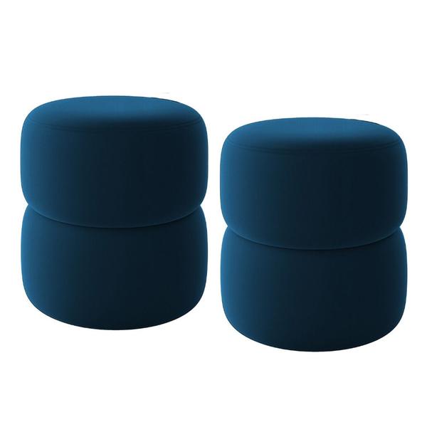 Imagem de Kit 02 Puffs Decorativos Orgânico Living Yaris Veludo Azul - Desk Design