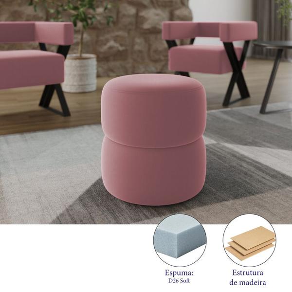 Imagem de Kit 02 Puffs Decorativos Orgânico Living Yaris Veludo Rosê - Desk Design