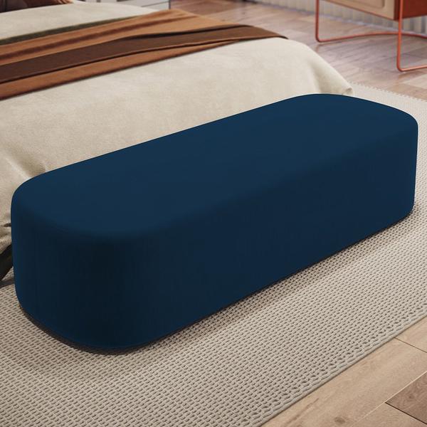 Imagem de Kit 02 Puffs Decorativos Orgânicos Para Living Quarto 140cm Doha W01 Suede Azul Marinho - Lyam Decor