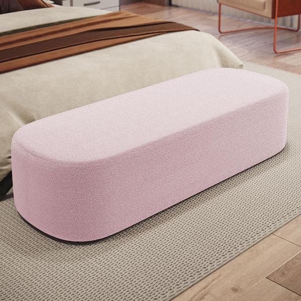 Imagem de Kit 02 Puffs Decorativos Orgânicos Para Living Quarto 195cm Doha W01 Bouclê Rose - Lyam Decor