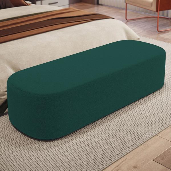 Imagem de Kit 02 Puffs Decorativos Orgânicos Para Living Quarto 195cm Doha W01 Bouclê Verde - Lyam Decor