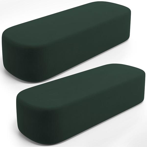 Imagem de Kit 02 Puffs Decorativos Orgânicos Para Living Quarto 195cm Doha W01 Suede Verde Musgo - Lyam Decor