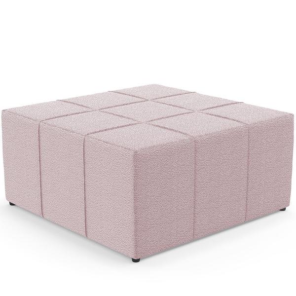 Imagem de Kit 02 Puffs Decorativos Para Sala De Estar Quadrado Milano 90x90 W01 Bouclê Rosê - Lyam Decor