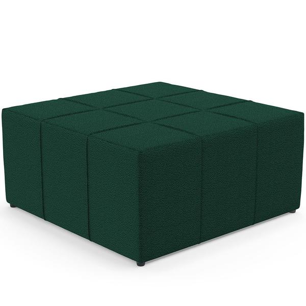 Imagem de Kit 02 Puffs Decorativos Para Sala De Estar Quadrado Milano 90x90 W01 Bouclê Verde - Lyam Decor