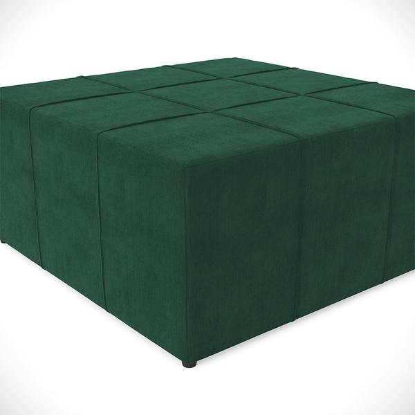 Imagem de Kit 02 Puffs Decorativos Para Sala de Estar Quadrado Milano 90x90 W01 Suede Verde Musgo - Lyam Decor