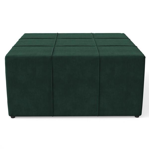 Imagem de Kit 02 Puffs Decorativos Para Sala de Estar Quadrado Milano 90x90 W01 Suede Verde Musgo - Lyam Decor