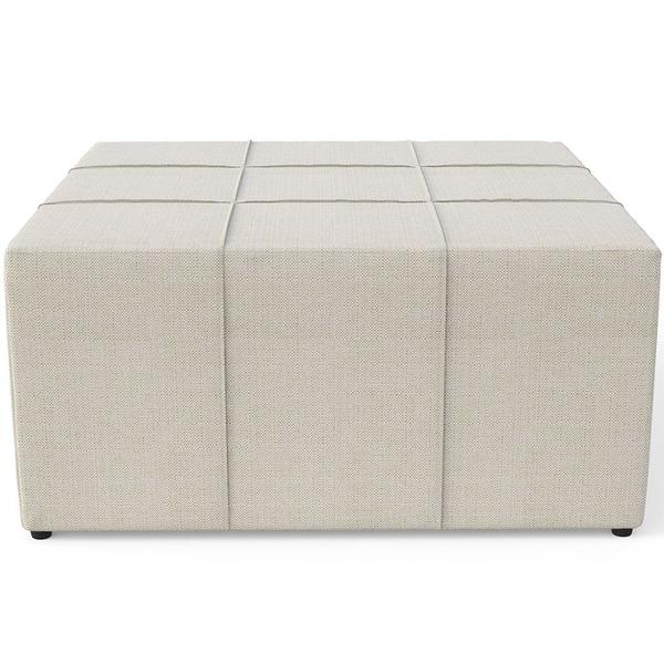 Imagem de Kit 02 Puffs Decorativos Para Sala de Estar Quadrado Milano 90x90cm W01 Linho Champagne - Lyam Decor