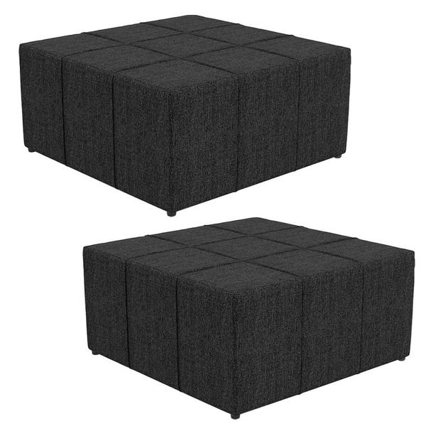 Imagem de Kit 02 Puffs Decorativos Para Sala de Estar Quadrado Milano 90x90cm W01 Linho Chumbo - Lyam Decor