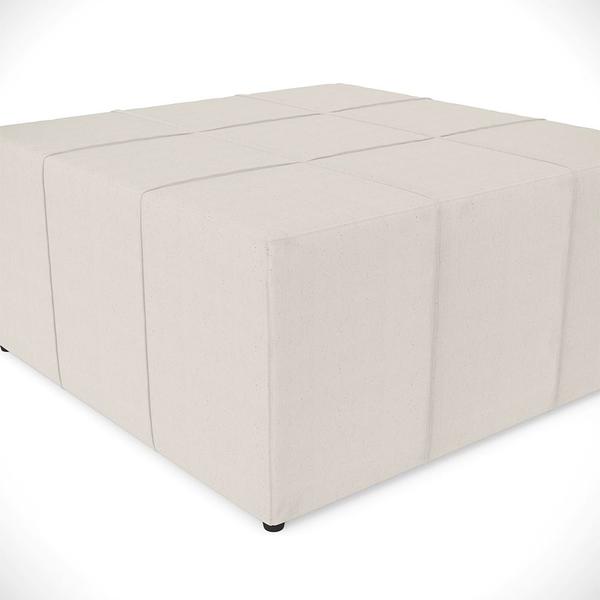 Imagem de Kit 02 Puffs Decorativos Para Sala de Estar Quadrado Milano 90x90cm W01 Linho Cru - Lyam Decor