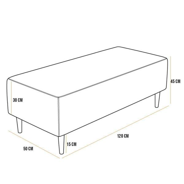 Imagem de Kit 02 Puffs Decorativos Sala de Estar Bali W01 Pés Palito 120x50 cm Linho Bege Escuro - Lyam Decor