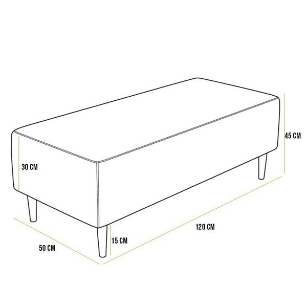 Imagem de Kit 02 Puffs Decorativos Sala de Estar Bali W01 Pés Palito 120x50 cm Linho Cinza Escuro - Lyam Decor