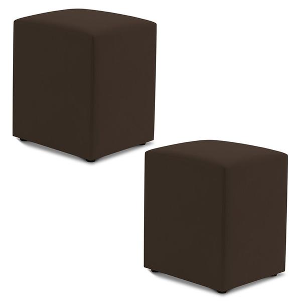 Imagem de Kit 02 Puffs Decorativos Sala de Estar Quadrado 36x47cm Suede Marrom - Desk Design