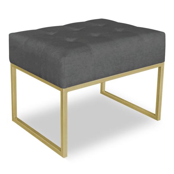 Imagem de Kit 02 Puffs Lisa Suede Base Metálica Industrial Dourado - Pallazio