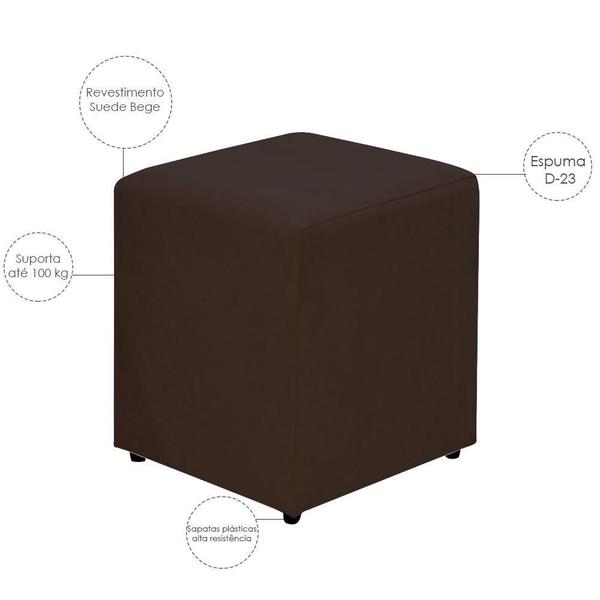 Imagem de Kit 02 Puffs Quadrado L02 Decorativo Sala de Estar Suede Marrom - Lyam Decor