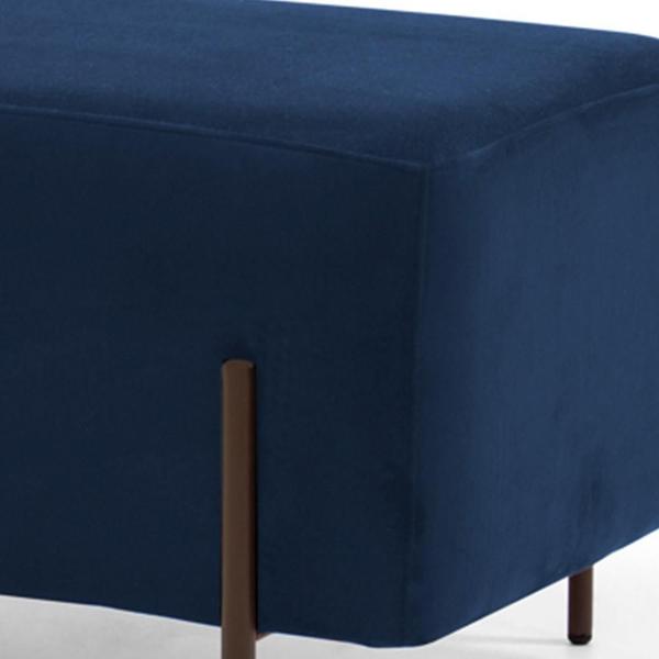 Imagem de Kit 02 Puffs Retangular Decorativo Status 90x45 D02 Pés de Aço Veludo Azul Oxford C-304 - Lyam Decor