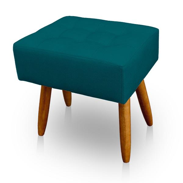 Imagem de Kit 02 Puffs Retangular para Sala e Quarto Palito Mel Suede Azul Turquesa - WeD Decor