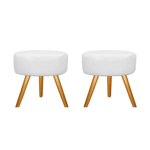 Imagem de Kit 02 Puffs Sofia Palito Mel Suede Branco - ADJ Decor